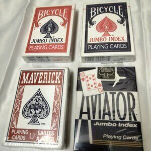 4 /$20 Bicycle Aviator & Maverick Brand Playing Cards Jumbo& Regular-New!